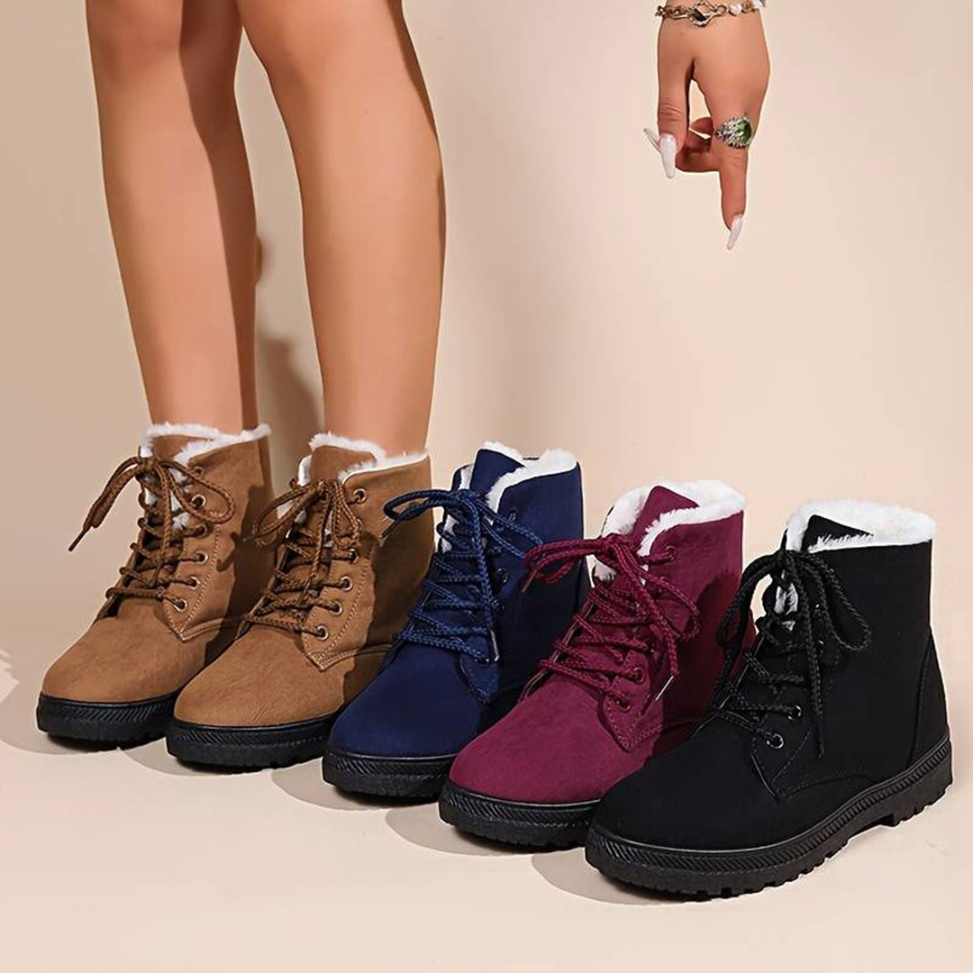 Bottines de neige femme en daim fourrées à lacets 5