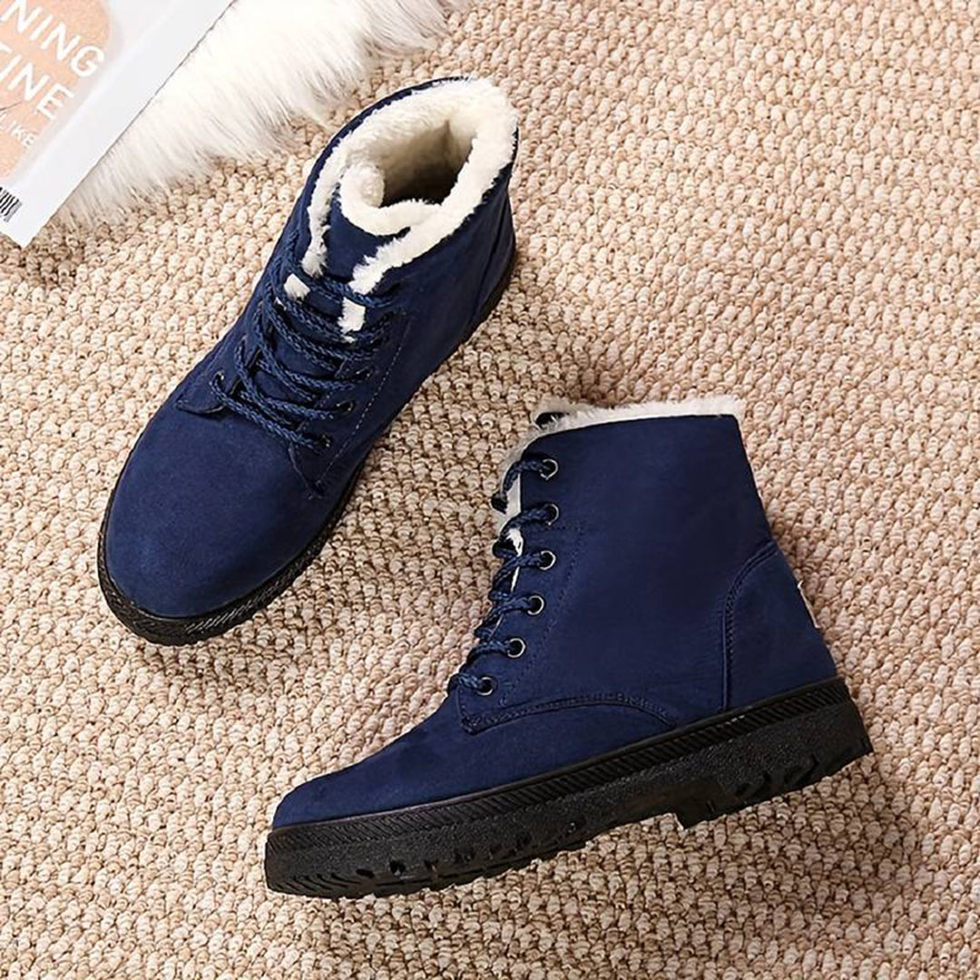 Bottines de neige femme en daim fourrées à lacets 6