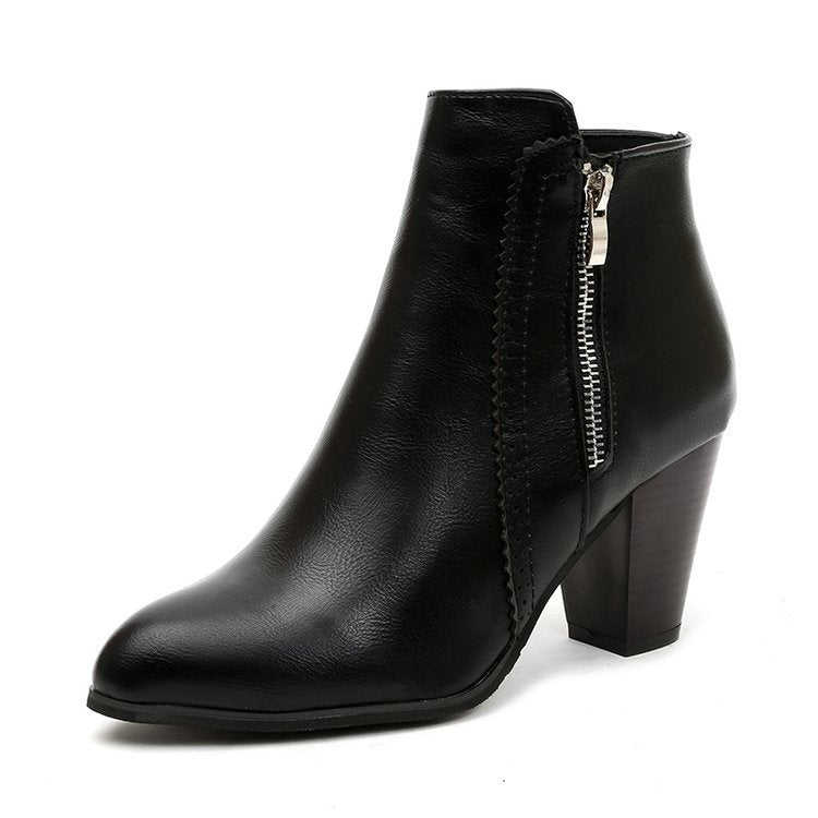 Bottines femme à talon bloc et zip latéral au design intemporel 1