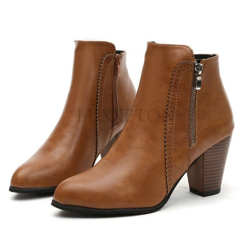 Bottines femme à talon bloc et zip latéral au design intemporel 5