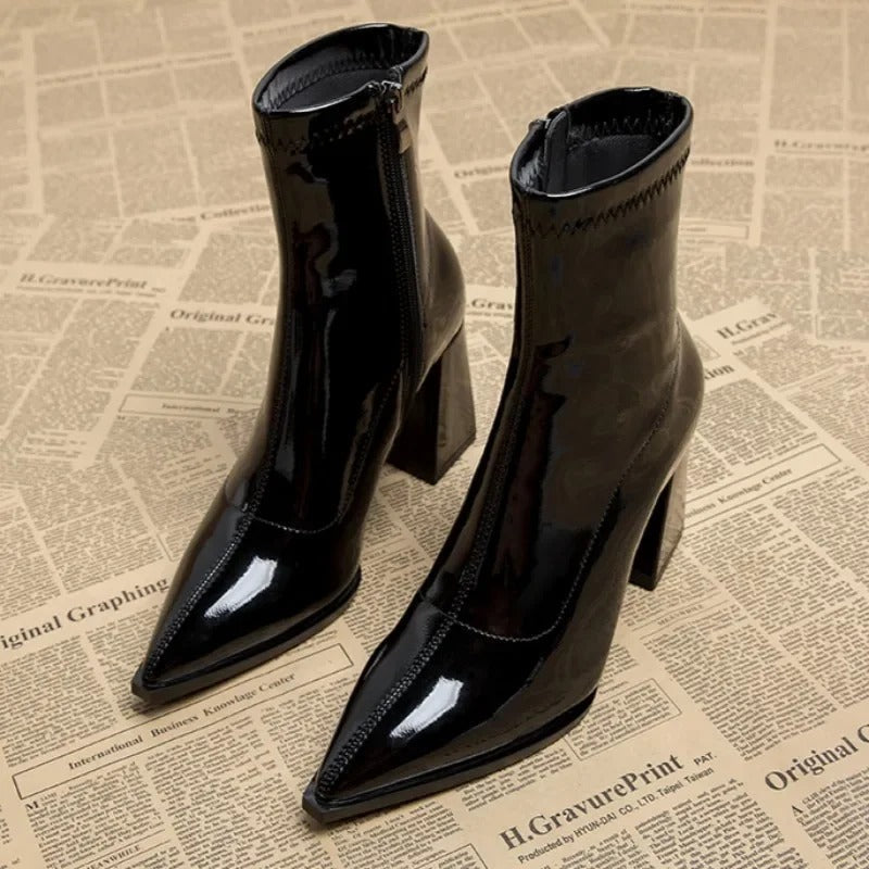 Bottines femme à talon bout pointu zippées 3