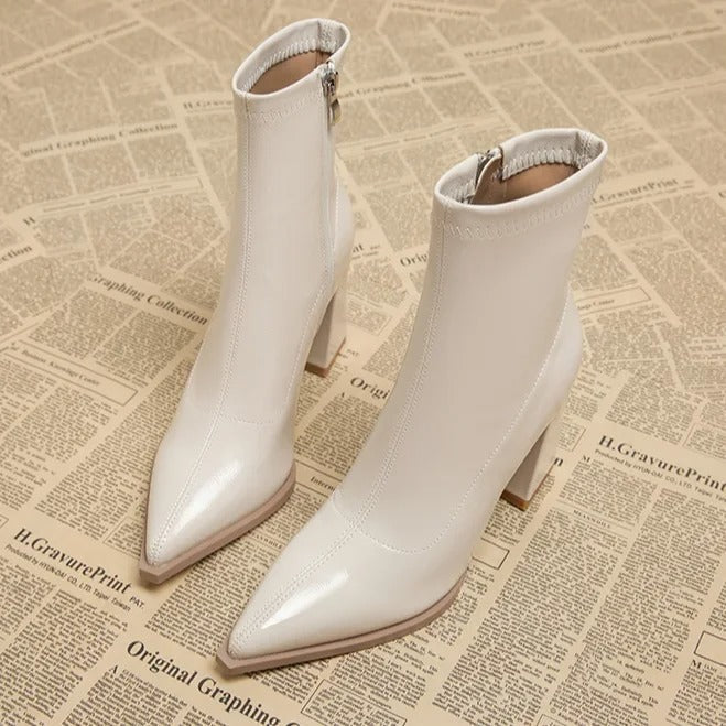 Bottines femme à talon bout pointu zippées 4