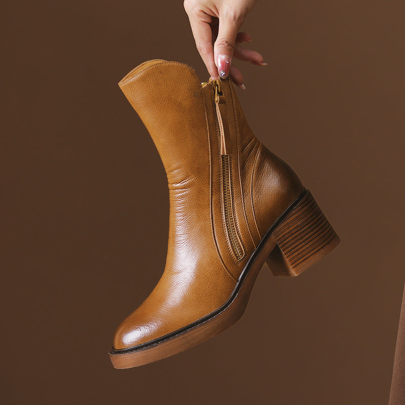 Bottines femme à talon carré et fermeture éclair avant 12