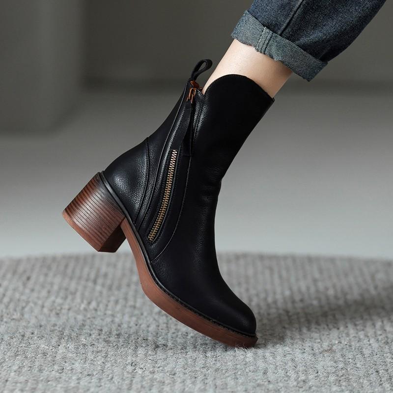 Bottines femme à talon carré et fermeture éclair avant 6