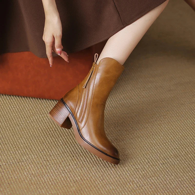 Bottines femme à talon carré et fermeture éclair avant 8