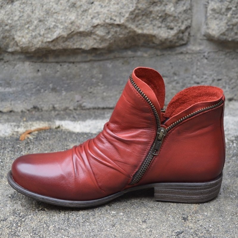 Bottines femme en cuir à zip talon plat 3