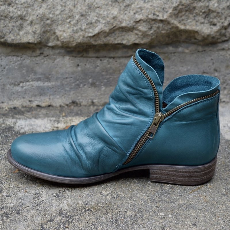 Bottines femme en cuir à zip talon plat 5