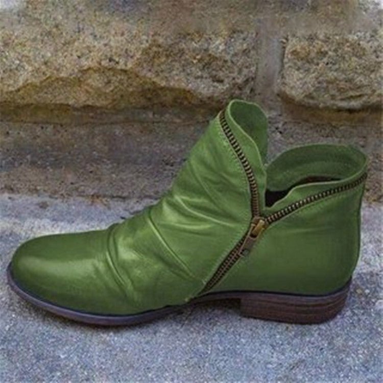 Bottines femme en cuir à zip talon plat 6