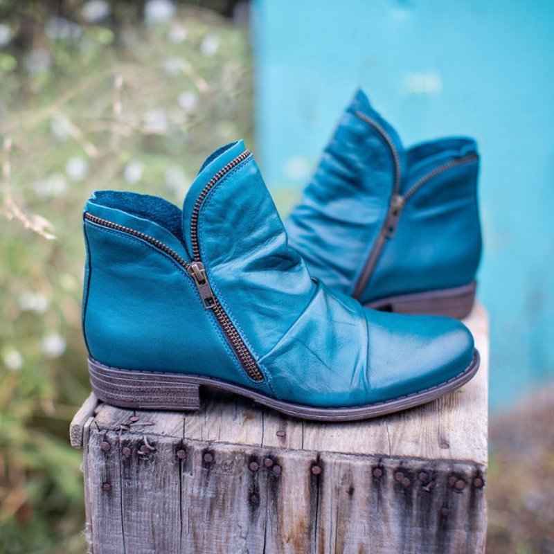 Bottines femme en cuir à zip talon plat 7