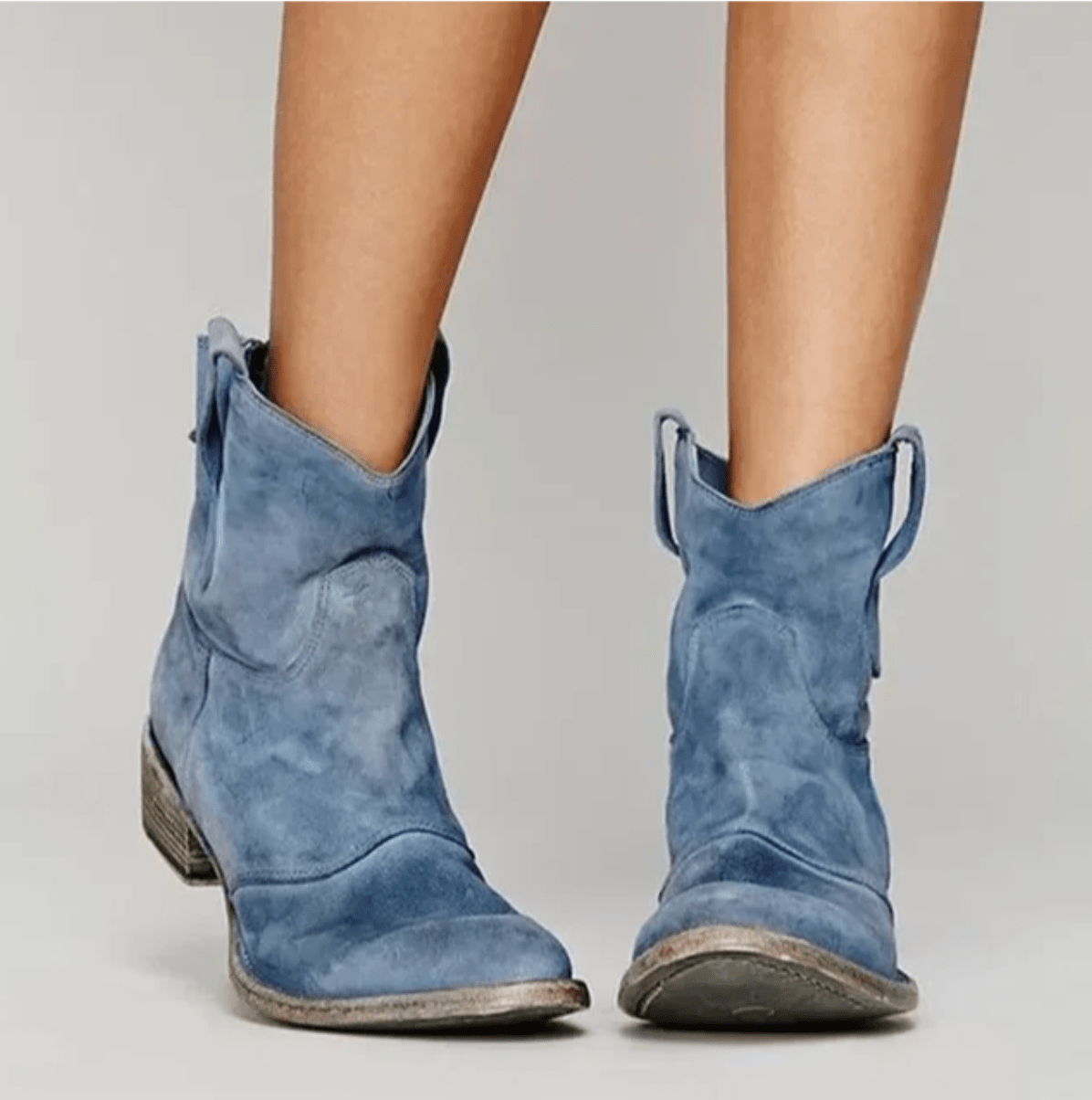 Bottines femme en daim à talon bloc large, zip latéral et semelle antidérapante 1