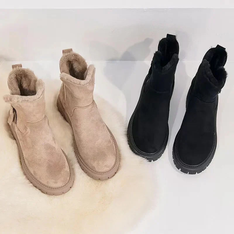 Bottines fourrées femme à zip latéral et semelle antidérapante 4