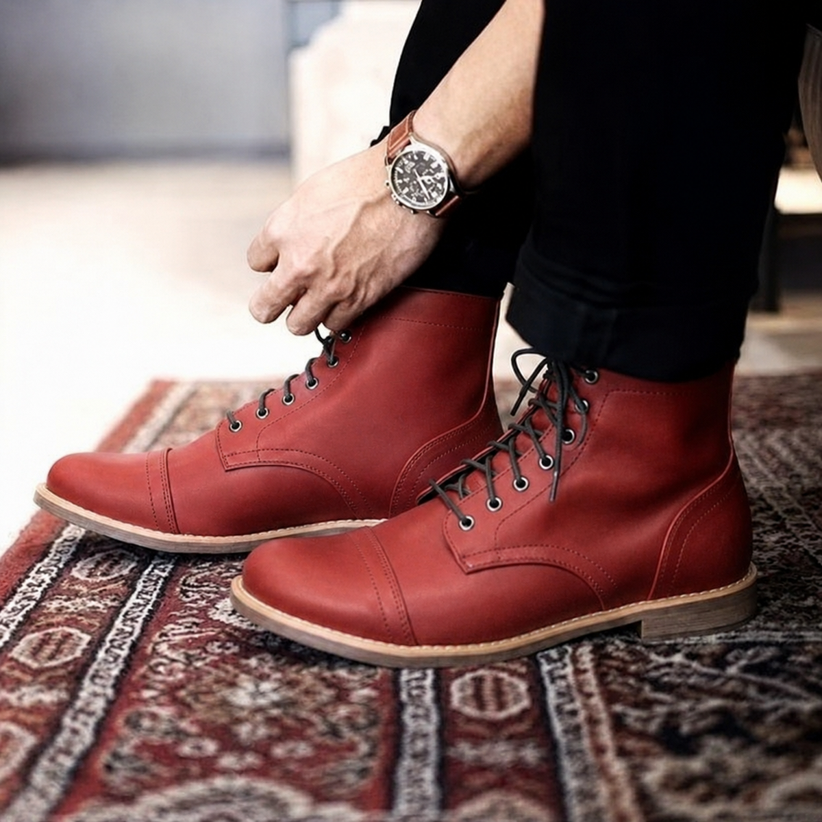 Bottines homme en cuir à lacets bout renforcé 4