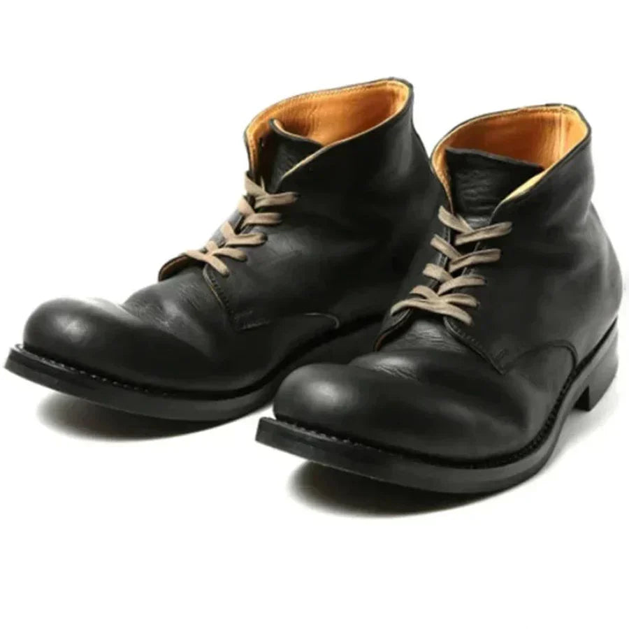 Bottines homme en cuir à lacets bout rond 1