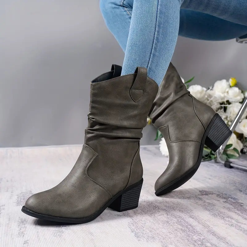 Bottines western femme mi-mollet à bout pointu 2