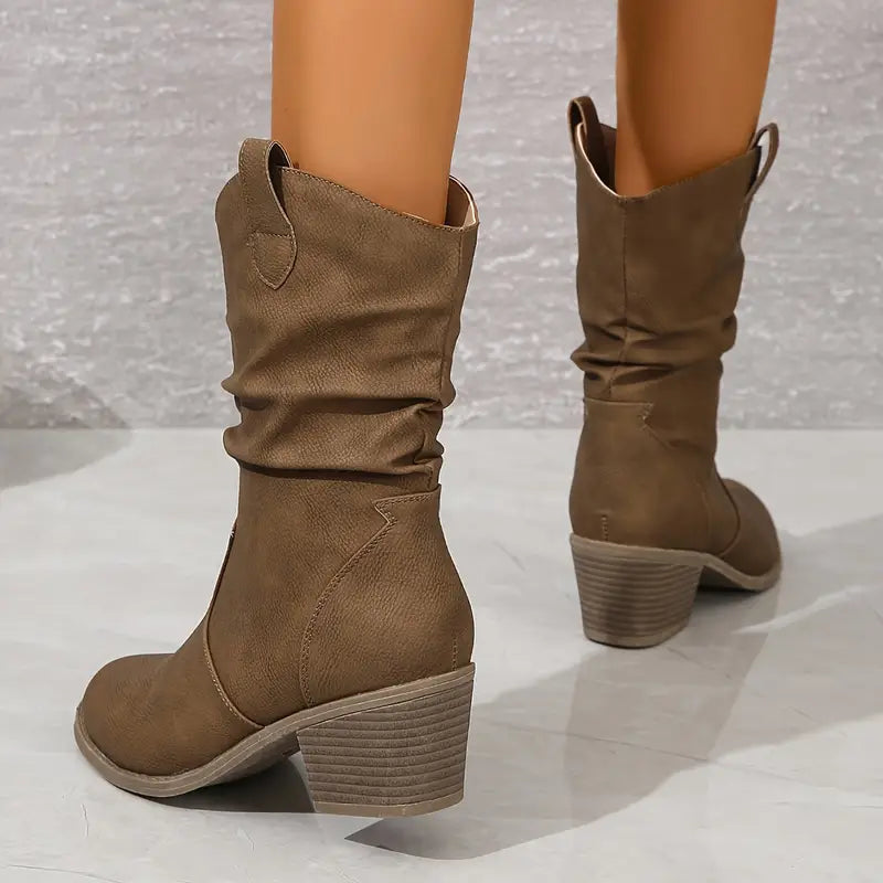 Bottines western femme mi-mollet à bout pointu 3