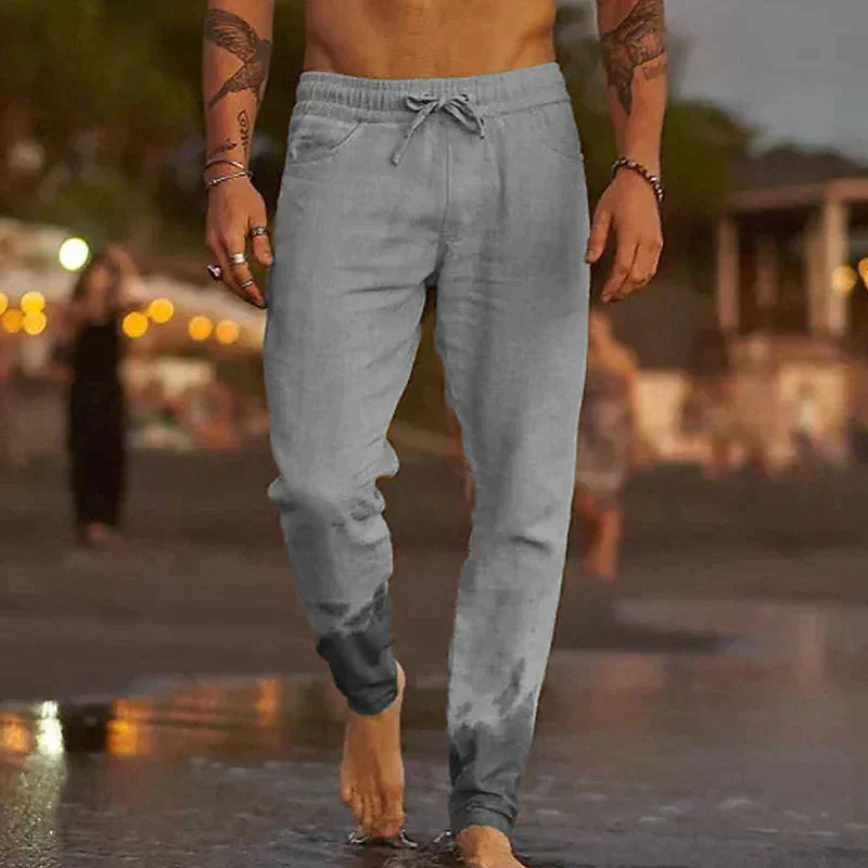 Pantalon homme en lin coupe décontractée – élégance naturelle et confort estival