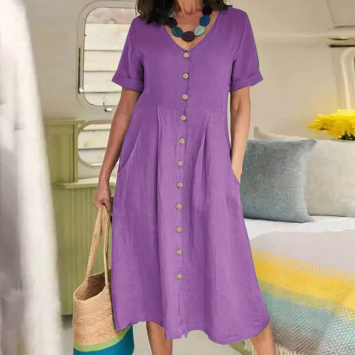 Sophie – Robe midi fluide coupe ample femme