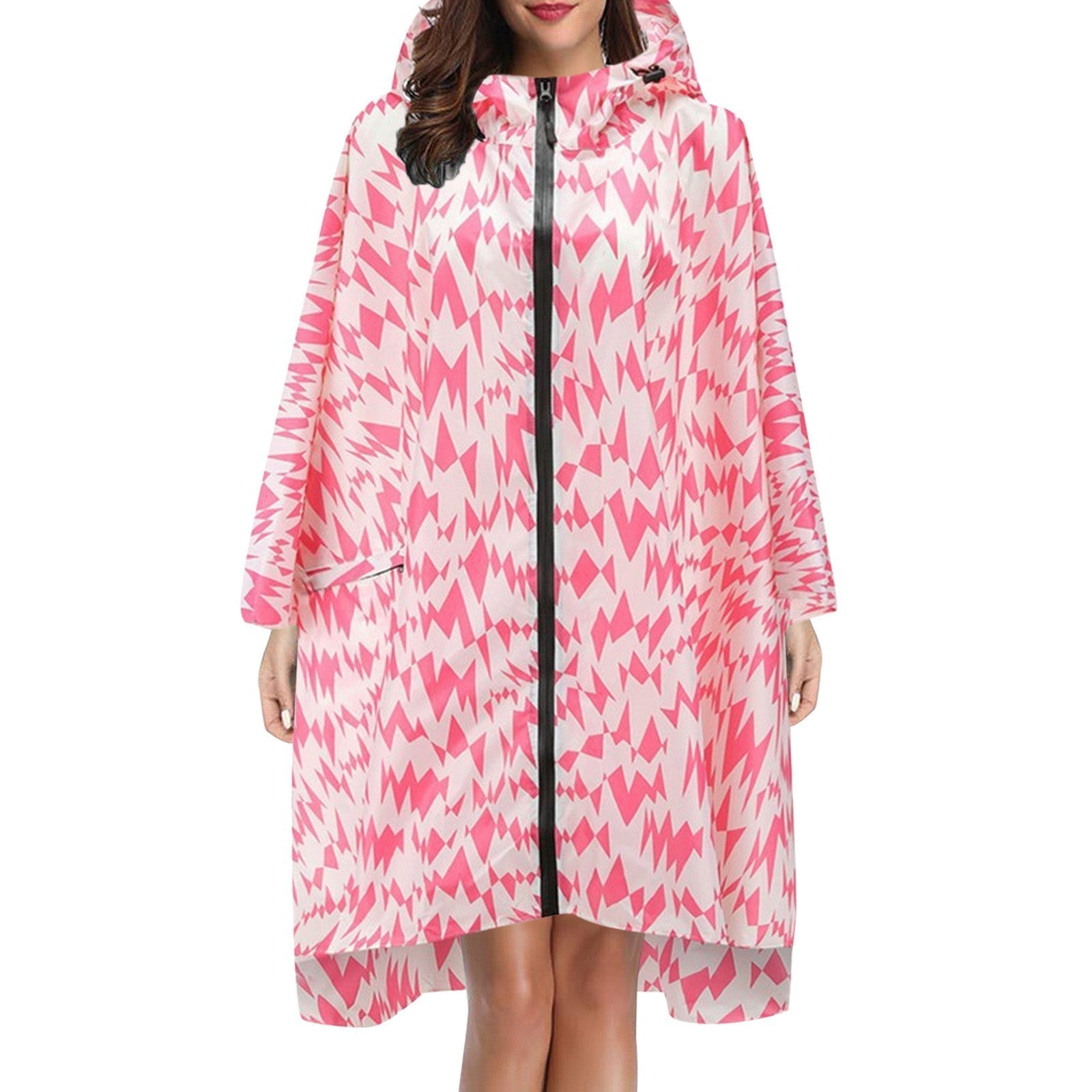 Cape de pluie femme imperméable à capuche avec fermeture éclair et imprimé 10