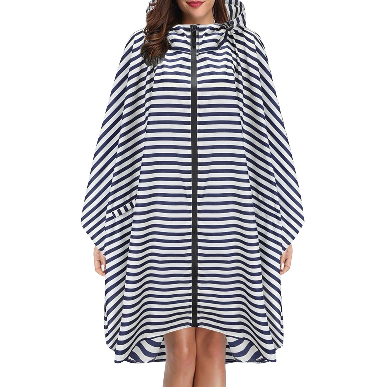 Cape de pluie femme imperméable à capuche avec fermeture éclair et imprimé 5