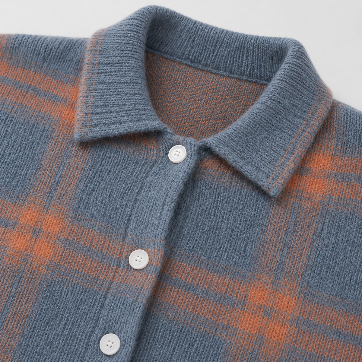Cardigan femme en maille à carreaux à col chemise boutonné 12