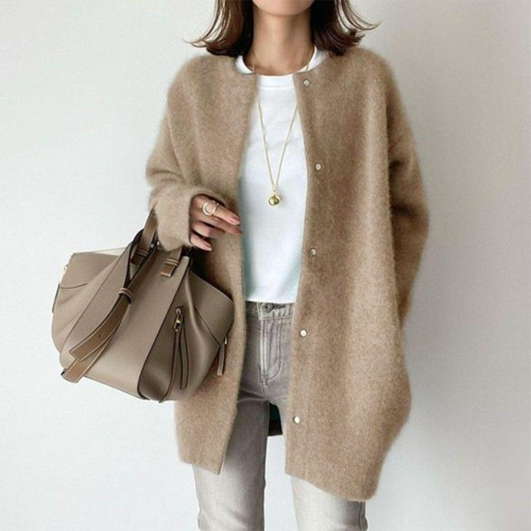 Cardigan femme léger en coton mélangé à coupe ample 1