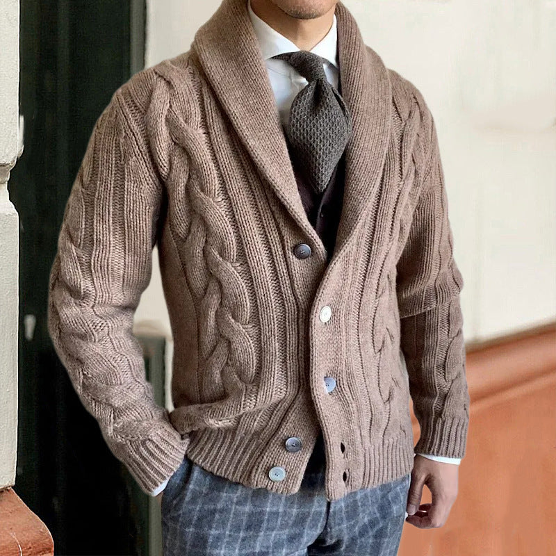 Cardigan homme à col châle et motif torsadé 3