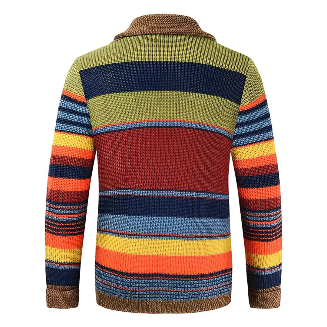 Cardigan homme à col châle rayé rétro 4