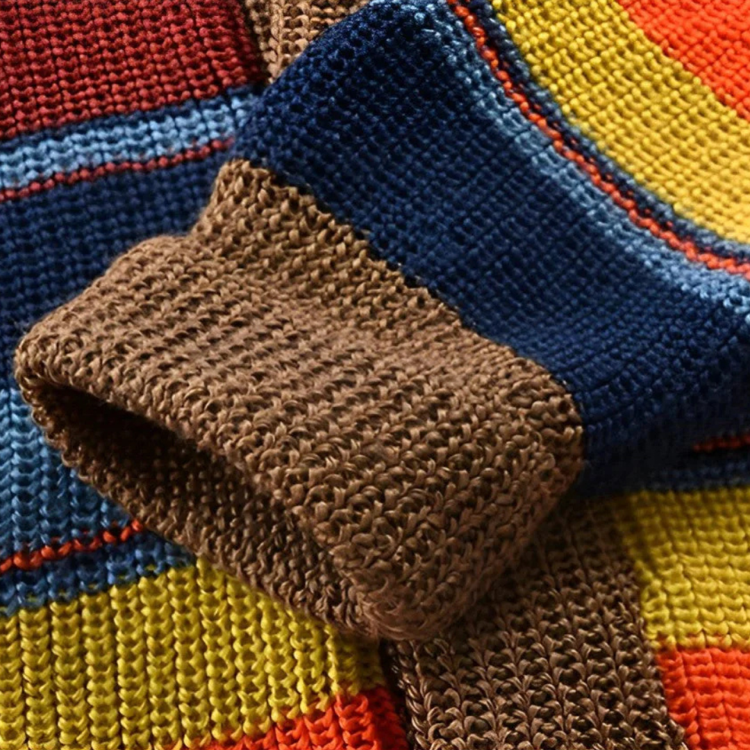 Cardigan homme à col châle rayé rétro 7