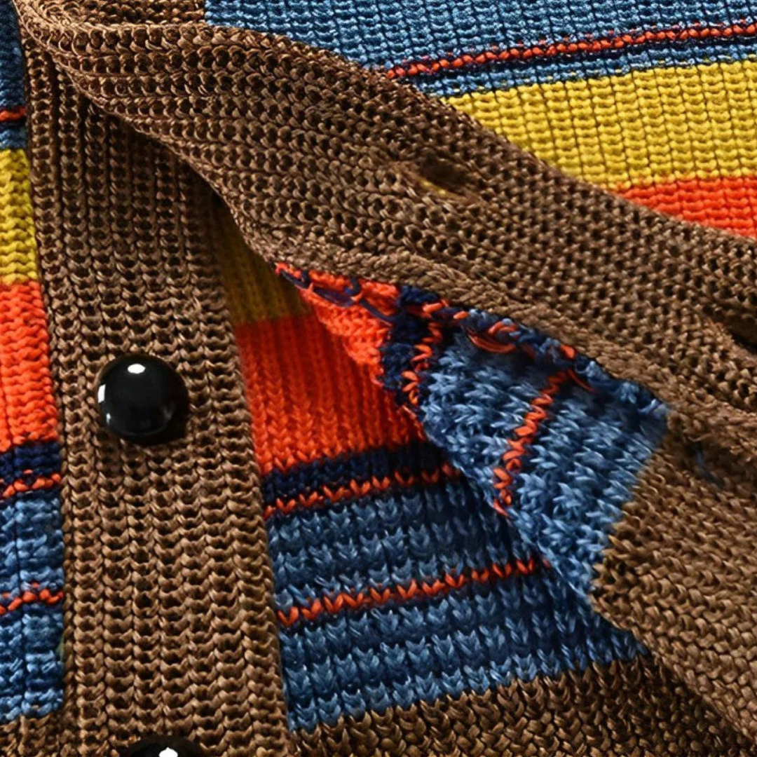 Cardigan homme à col châle rayé rétro 8