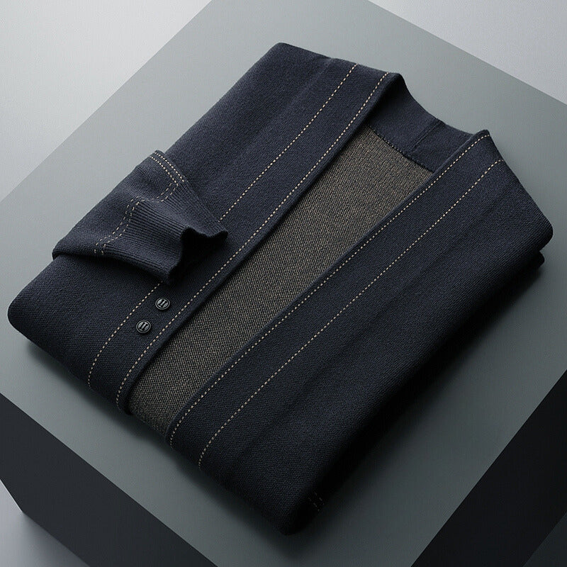 Cardigan homme en laine à carreaux tricoté 4