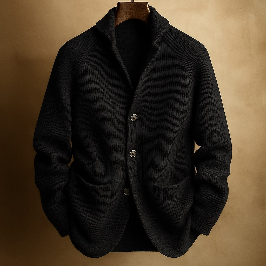 Cardigan homme en laine côtelée à col châle 6