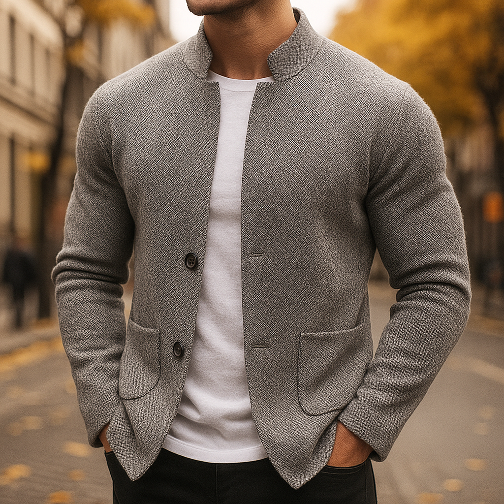 Cardigan homme en laine tricotée coupe ajustée 1