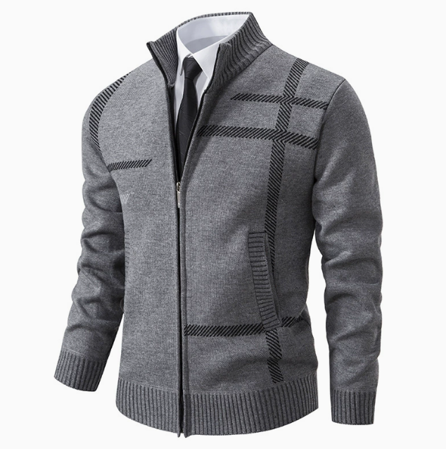 Cardigan zippé homme en maille à col montant 1