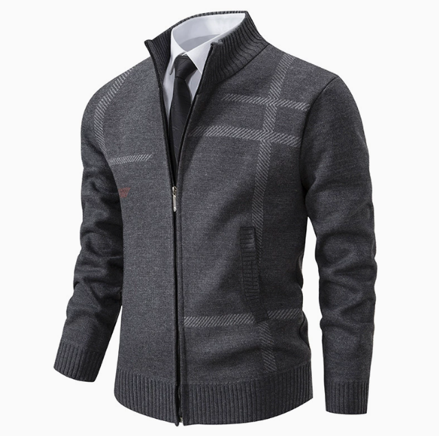 Cardigan zippé homme en maille à col montant 2