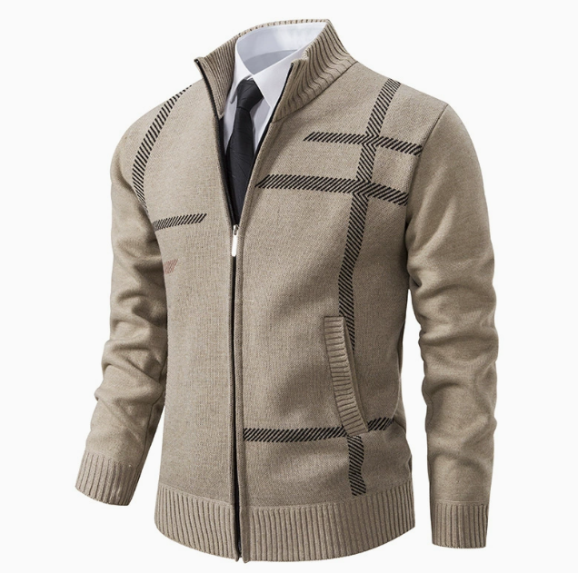 Cardigan zippé homme en maille à col montant 3