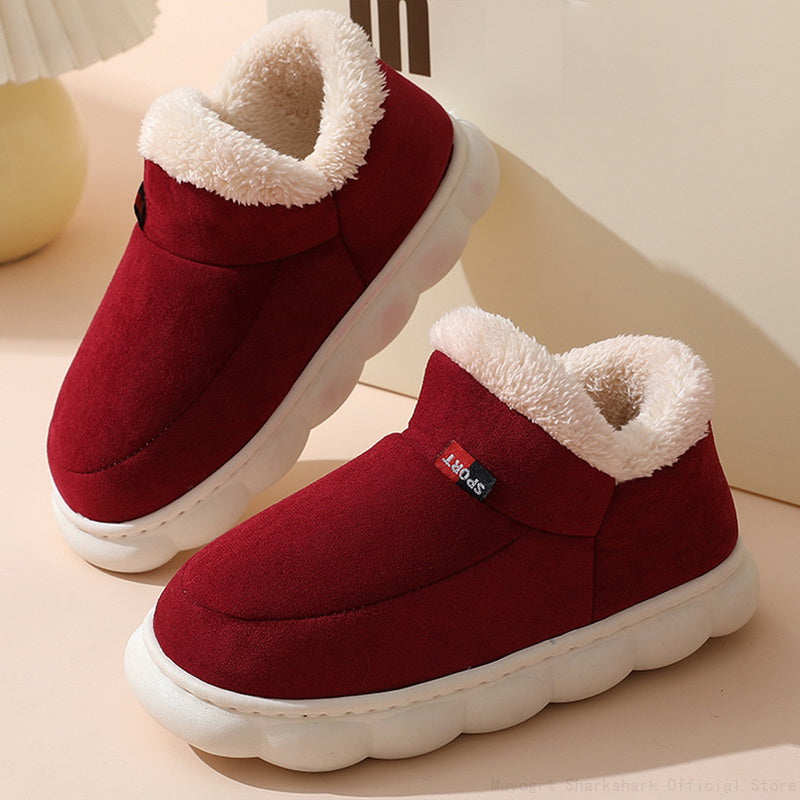 Chaussons d'hiver femme montants à col fourré et semelle épaisse 1