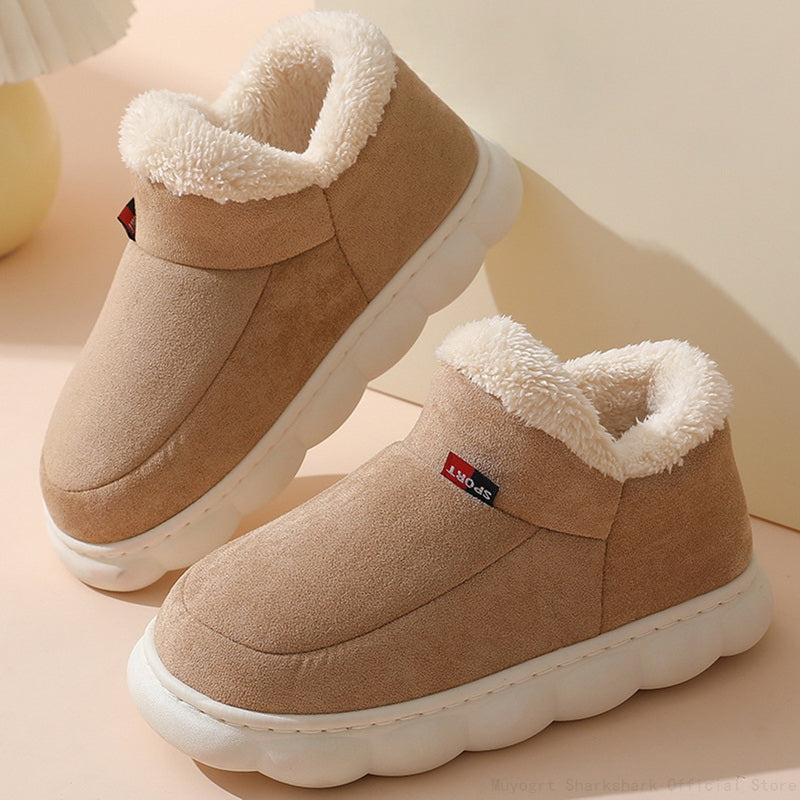 Chaussons d'hiver femme montants à col fourré et semelle épaisse 2