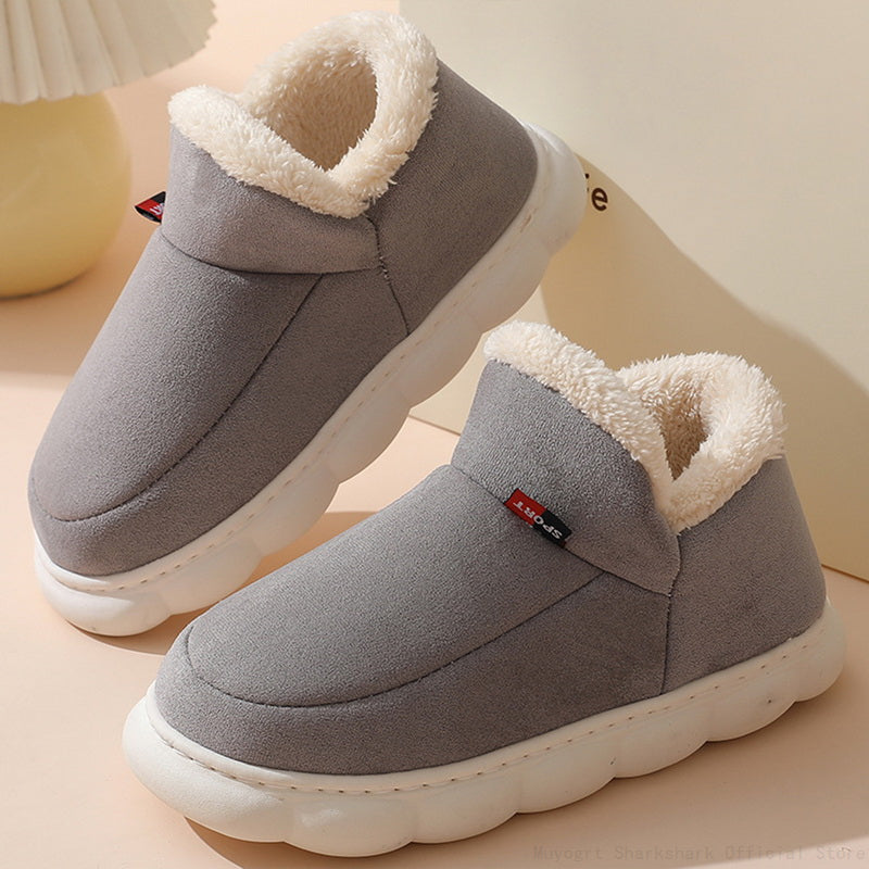 Chaussons d'hiver femme montants à col fourré et semelle épaisse 3