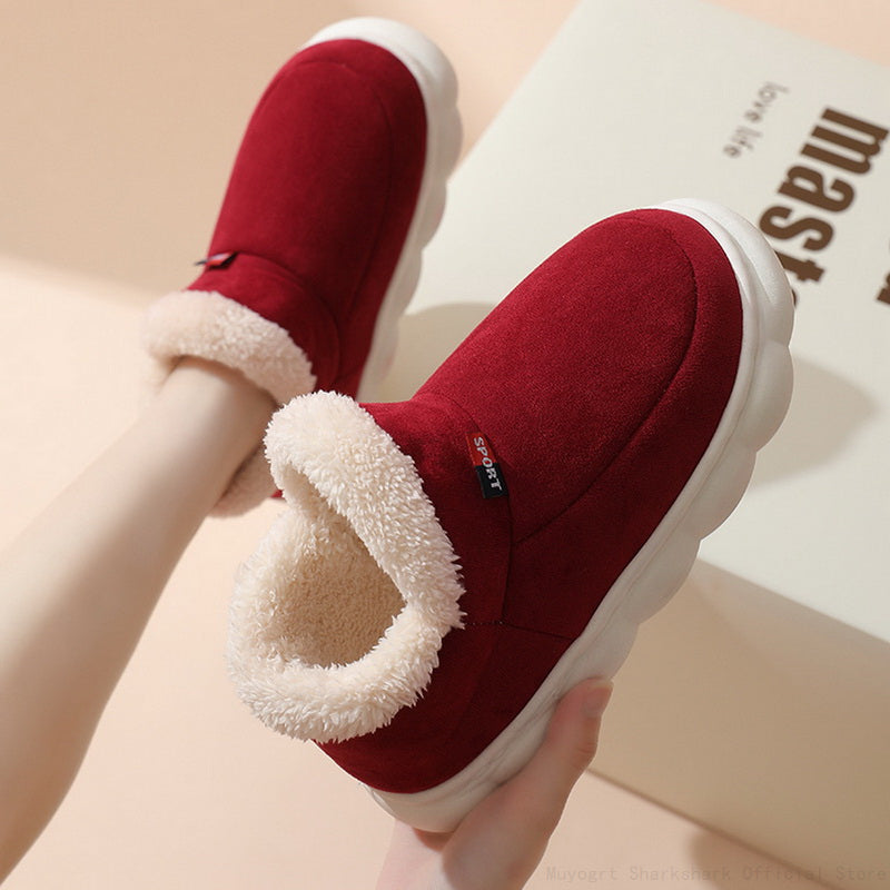 Chaussons d'hiver femme montants à col fourré et semelle épaisse 8