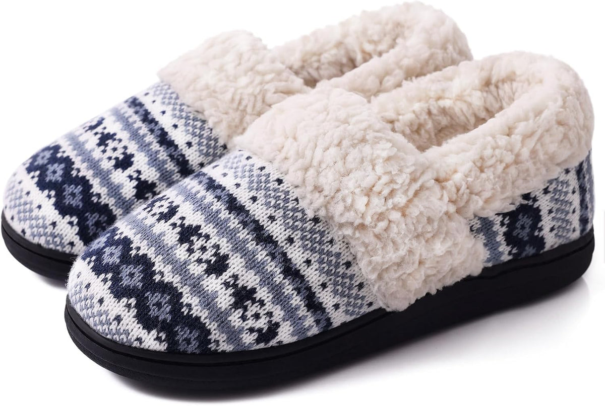 Chaussons d'hiver femme montants à motif jacquard et col fourré 3