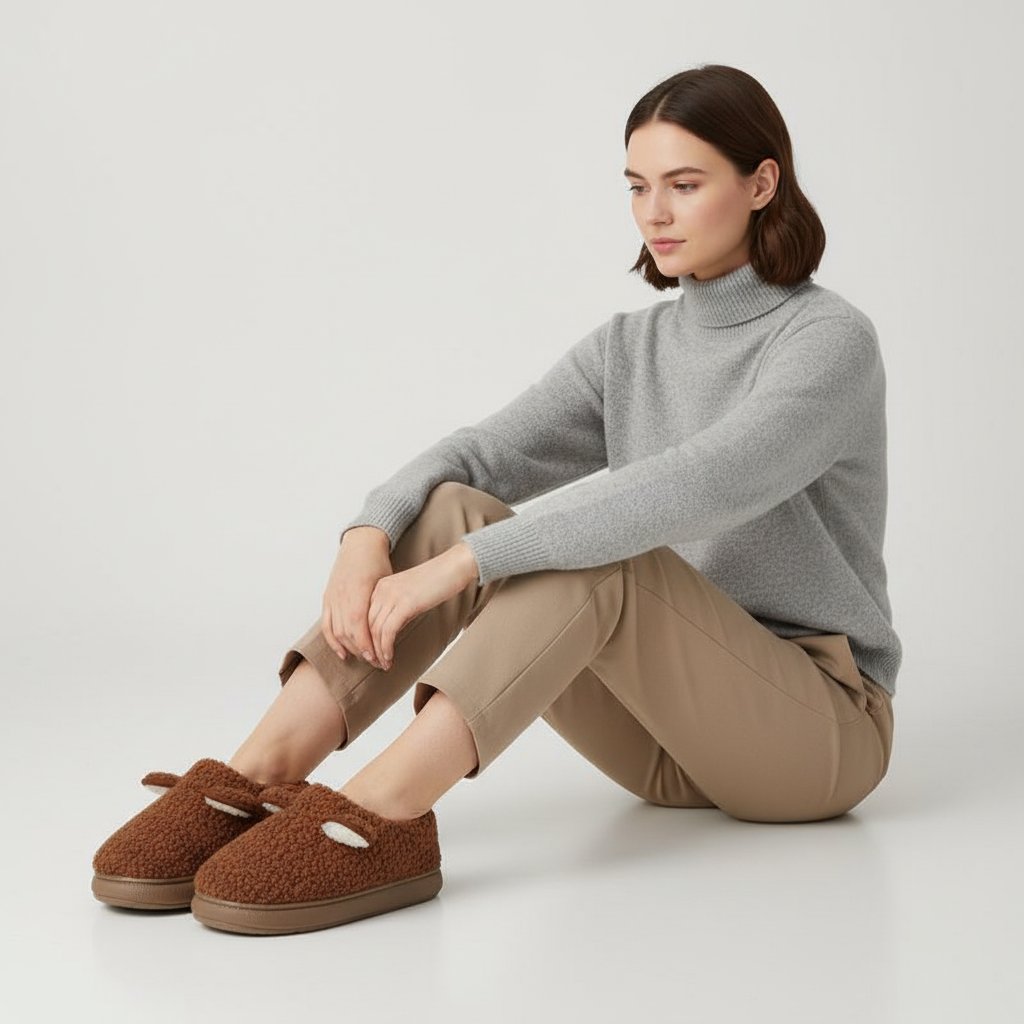 Chaussons d'hiver femme montants à plateforme et détail brodé 1