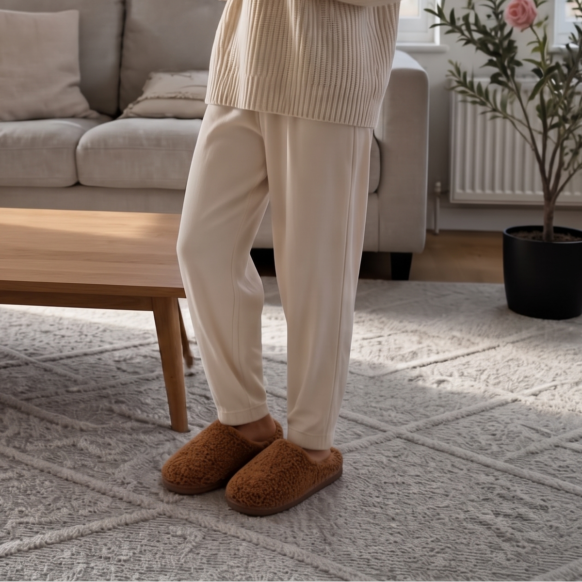 Chaussons d'hiver femme mules moelleux à bout fermé 3