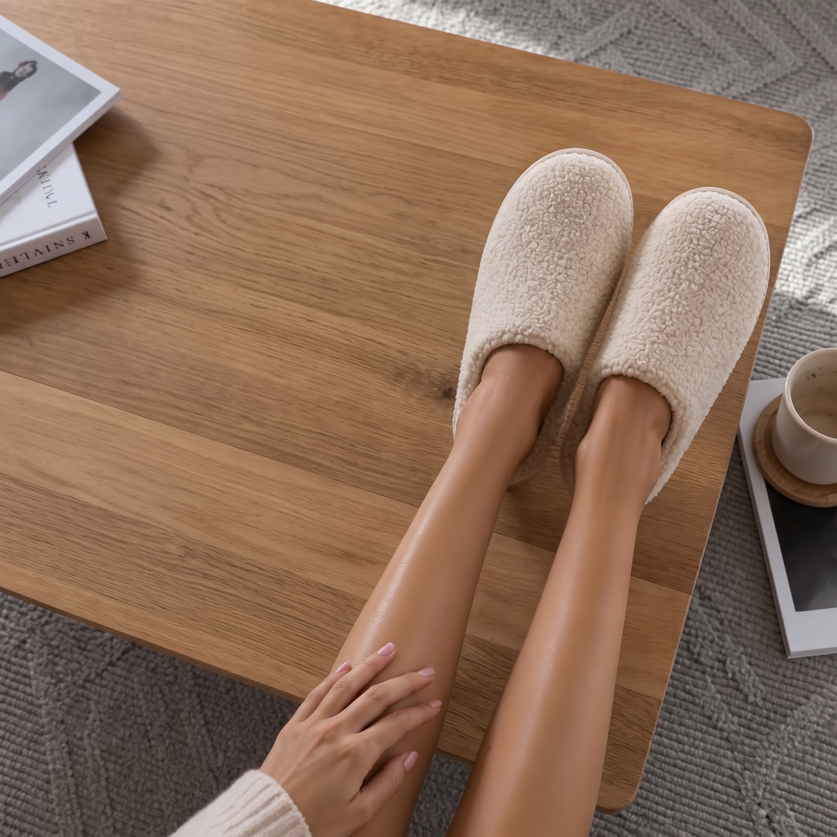 Chaussons d'hiver femme mules moelleux à bout fermé 4
