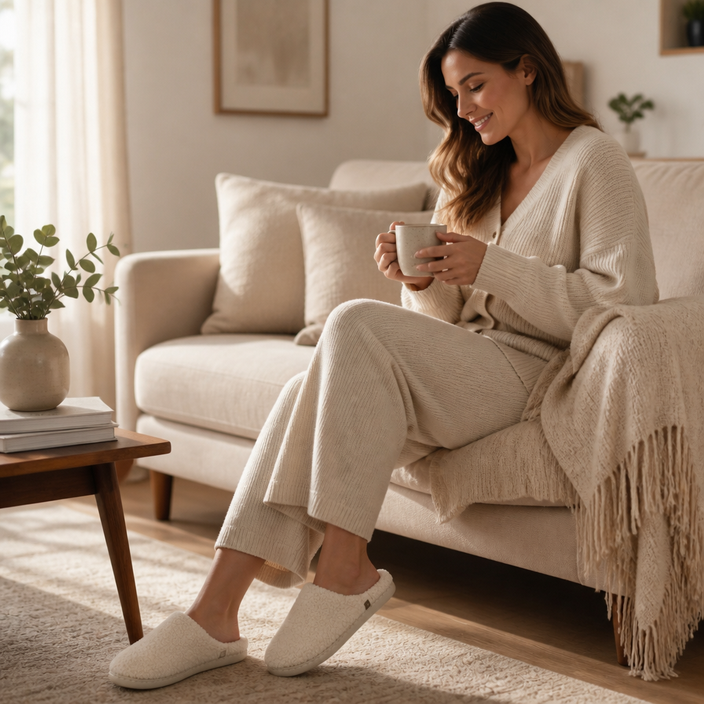 Chaussons d'hiver femme mules moelleux à bout fermé 8