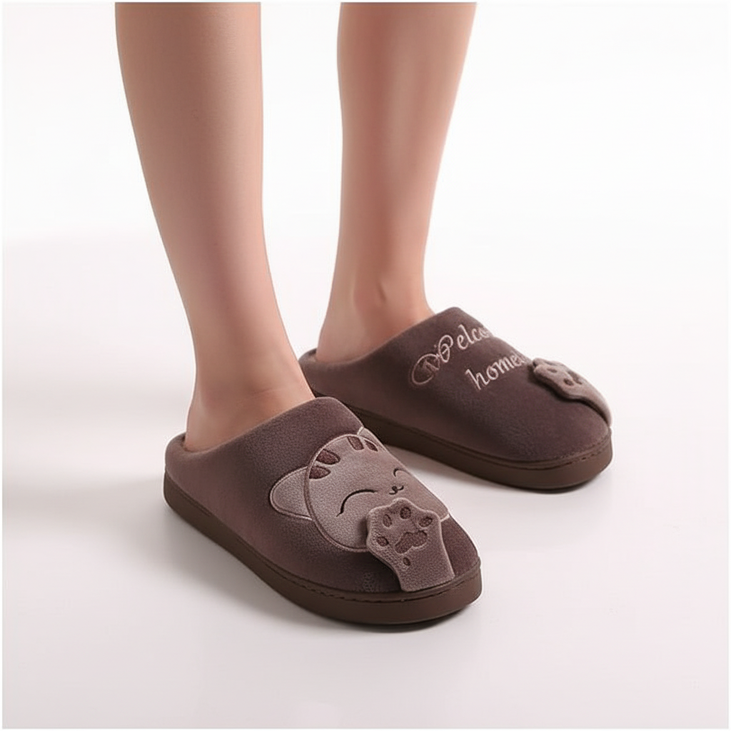 Chaussons d'hiver femme mules moelleux à détail appliqué 1