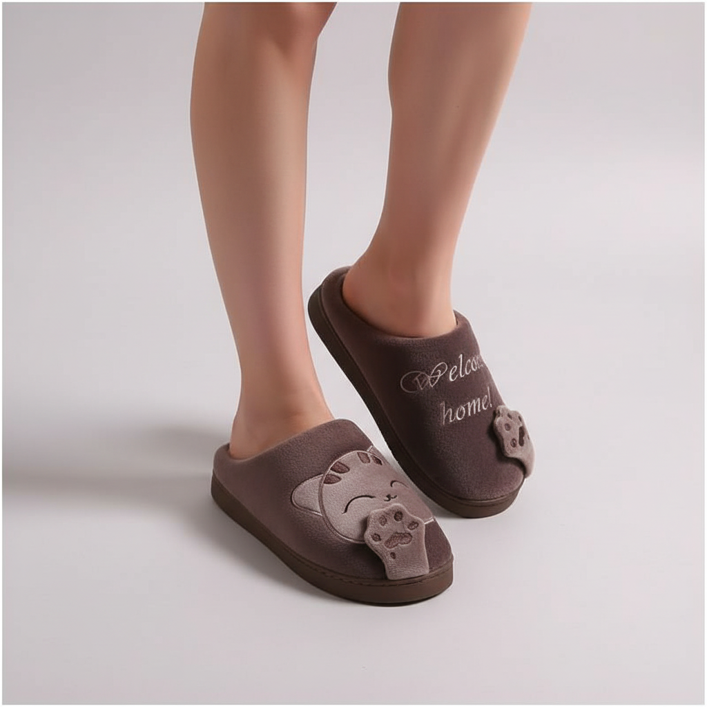 Chaussons d'hiver femme mules moelleux à détail appliqué 2