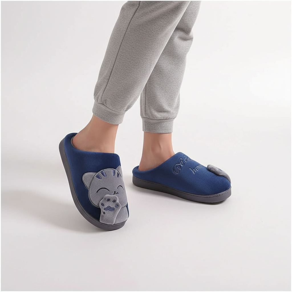 Chaussons d'hiver femme mules moelleux à détail appliqué 5
