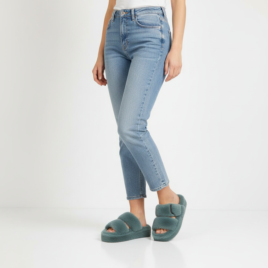 Chaussons d'hiver femme ouverts à plateforme et bride à boucle 3