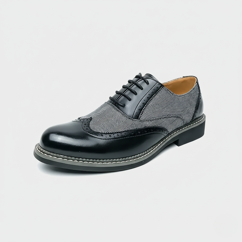 Chaussures richelieu homme à bout fleuri perforé en tissu texturé 2