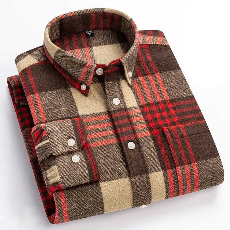 Chemise homme en flanelle à carreaux manches longues coupe ajustée 1